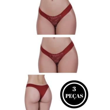 Imagem de Kit 3 Calcinha Renda -c4 KIT 3 BELA - BELLA DA SERRA MODAS, Terra, GG