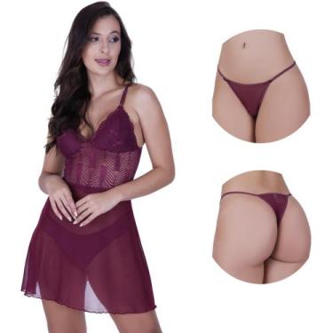 Imagem de Camisola sem Bojo com Calcinha Tule Transparente - c4 CAMISOLA JOANA -