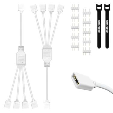 Imagem de YIMATEECO ARGB Cabo divisor 5 V 3 pinos endereçáveis RGB 1 a 4 cabos divisor HUB cabo conector cabo para CPU Cooler Chassis e 5V ARGB ventilador (30 cm, 2 peças, 1 a 4, branco)