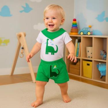 Imagem de Roupa bebe Body manga curta e Shorts com punho algodão kit 2 peças Men