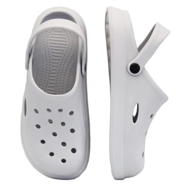 Imagem de Tamancos de jardim confortáveis para mulheres e homens, sandálias sem cadarço, chinelos leves fora de casa, uso casual, antiderrapante, almofada de ar, sola grossa, sapatos deslizantes, Cinza, 8-9