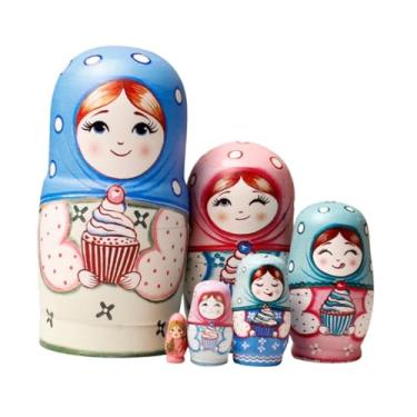Imagem de MERIGLARE 6 peças de bonecas russas, brinquedos de madeira, artesanato, bonecas Matryoshka criativas colecionáveis, estatuetas para festas, escritório em casa, Style a