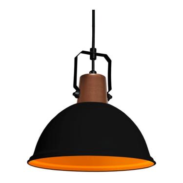 Imagem de Luminária Pendente Modaza Ditta Pequena 60W, Preto e Marrom