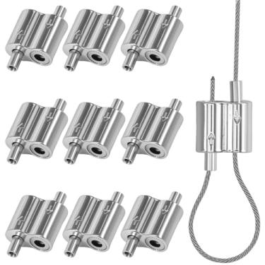 Imagem de Grampo de cabo de 10 peças, clipe de cabo de corda de fio de 2 vias de 1/40.6 cm, grampo de corda de fio ajustável para pendurar imagem bandeira sinal de bandeira (tamanho: 0,79"/20 mm x 0,79"/12 mm