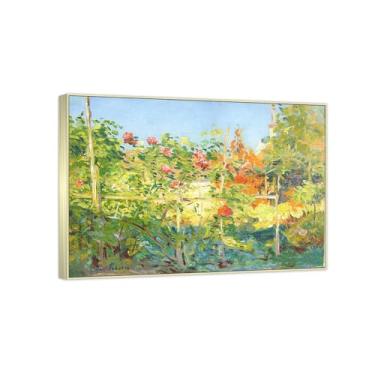 Imagem de RYLJCZ Famosa pintura de arte de parede - (jardim) por Gustave Caillebotte - Reproduções impressas em tela - imagens para decoração de sala de estar (40 x 56 cm (15,8 x 22,0 pol)/molduras champanhe)