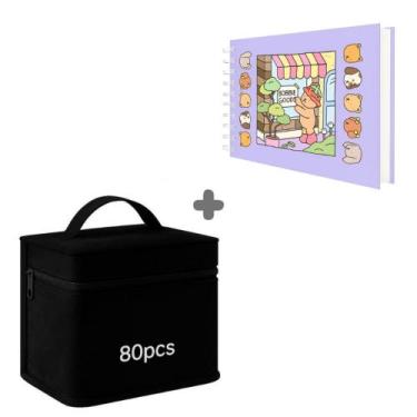 Imagem de 80/100/120 Cores Caneta Marcadora Kit Com Ponta Dupla - Lusen, Caderno