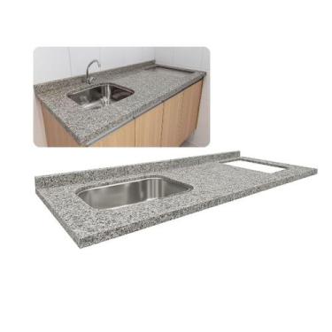 Imagem de Pia de Cozinha Granito Corumba 200cm Espaço Cooktop e Cuba - Rainha do