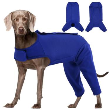 Imagem de Kuoser Traje de cirurgia para cães para pernas traseiras, manga traseira de cachorro para parar de lamber, traje feminino de recuperação de esterilização para cães após a cirurgia, macacão cirúrgico