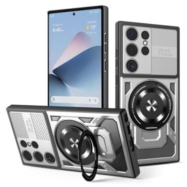 Imagem de YOGISU Capa protetora reforçada com suporte de anel para Galaxy S23 FE (para Galaxy S23 FE/prata)