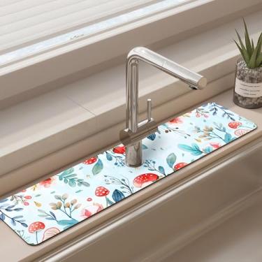 Imagem de Tapete de torneira para pia de cozinha - tapete absorvente de pia, protetor de respingos de secagem rápida para cozinha e banheiro - almofada de secagem antiderrapante com absorção de água atrás da