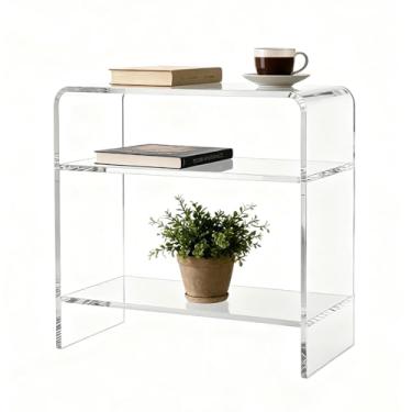 Imagem de Mesa de canto de acrílico/mesa de cabeceira, 58 cm A, elegante e durável. Ideal para quartos, salas de estar e interiores modernos. Uma escolha perfeita como mesa de cabeceira ou peça lateral de sofá