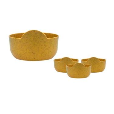 Imagem de Kit 4 Super Bowl Fibra Madeira Green Colors Amarelo 475Ml - Bb Store