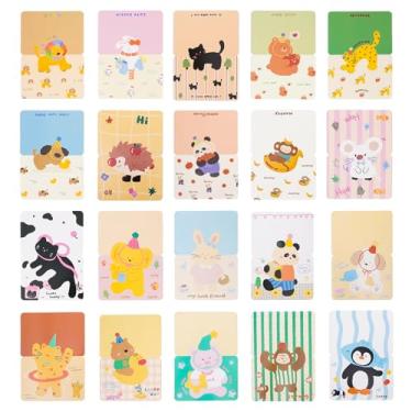 Imagem de CSH 60 cartões de felicitações de animais fofos de desenhos animados a granel em 20 designs exclusivos e 3 peças de cada tipo, vem com 60 envelopes coloridos, cartões em branco sortidos (9 x 14 cm