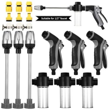 Imagem de LemonRoad 3 peças de canhão de espuma de pistola de lavagem de pressão com acessório de conector duplo, kit de pistola de espuma de lavagem de carro compatível com mangueira de água e torneira