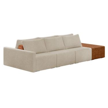 Imagem de Sofá Ilha 3 Lugares Living 372cm Modulado Lary Bouclê K01 Cor Creme