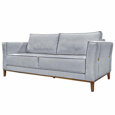 Imagem de Sofá 3 Lugares 210cm Pés Em Madeira Tarantino Cinza Rústico