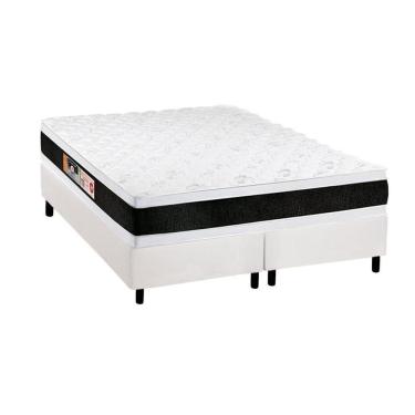 Imagem de Cama Box Queen: Colchão Espuma D45 Castor Black e White AIR Double Face + Base CRC Courano White(158x198)