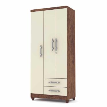 Imagem de Guarda Roupa Solteiro 3 Portas Imbuia Rustico Champanhe