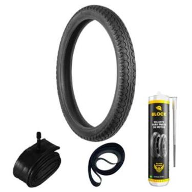 Imagem de Kit Pneu Biz 100/125 60/100-17 Tiger Technic + Cinta + Câmara + Selante