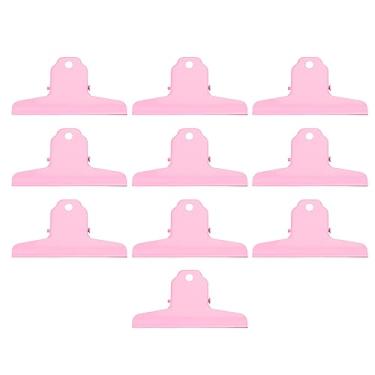 Imagem de Clipe de pasta de metal, clipe grande de ferro, força de fixação forte, clipes de papel para escritório, bilhetes escolares, fotos, 10 peças (Rosa)