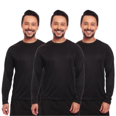 Imagem de Kit 3 Camisas Segunda Pele Proteção Solar Uv Térmica Corrida Bike-Masculino