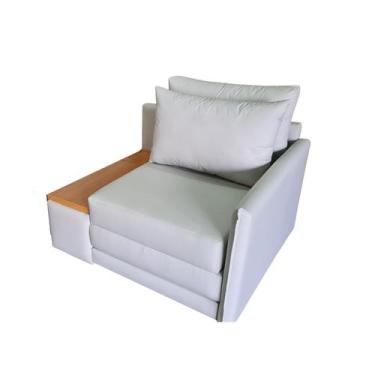 Imagem de Poltrona Cama Solteiro com Tampo Baú Lateral Esquerdo Tecido Acquabloc