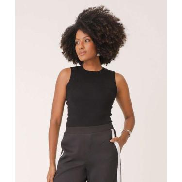 Imagem de Blusa Feminina Tricô Sem Manga Marisa-16393, Preto, M