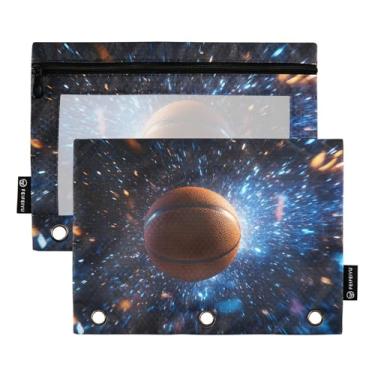 Imagem de CEBUGI 3 bolsas de lápis com zíper e janela transparente, 2 pacotes de estojo para exames de sala de aula (basquetebol)