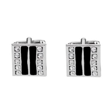 Imagem de Abotoaduras para homens, 1 par de abotoaduras de camisa clássica moda masculina para presente de festa de casamento de negócios, 1.4CM, Zinco, Sem Pedra Preciosa