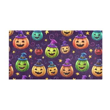Imagem de Burbuja Tapete de corredor colorido Jack O Lantern Abóboras de pelúcia antiderrapante tapete de cozinha suporte de borracha para corredor, quarto, sala de estar, decoração de entrada, lavável na