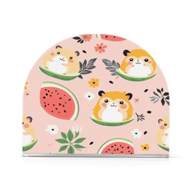 Imagem de xigua Porta-guardanapos de acrílico, porta-guardanapos de hamster de desenho animado fofo para mesas cozinha restaurante decoração de casa, suporte decorativo moderno para guardanapos de coquetel de
