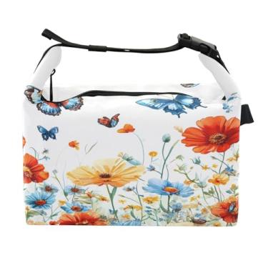 Imagem de STAYTOP Lancheira primavera flores silvestres e borboletas com fivela de alça, lancheira isolada para meninos e meninas, lancheira térmica para trabalho escolar