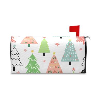 Imagem de Burbuja Capa de caixa de correio magnética, capa de caixa de correio decorativa de árvore de Natal para decoração de jardim e quintal, tamanho grande 52,8 x 64,5 cm