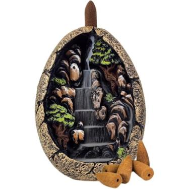 Imagem de Incensário Cachoeira Cascata De Fumaça Em Resina Decorado Incenso Cone