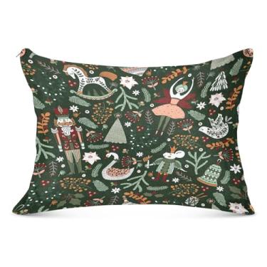 Imagem de Travesseiro padrão de Natal quebra-nozes de inverno floral 50 x 66 cm capa de almofada com zíper super macia antiestática