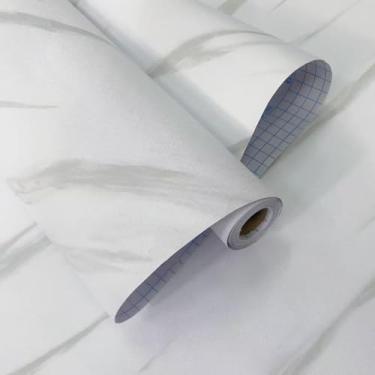Imagem de Papel de Parede 10 METROS x 45CM Adesivo Autocolante para Sala Quarto Conveniente E Eficiente Elegante E Prático(Marmore Branco A)