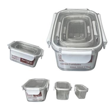 Imagem de Conjunto 3 Pote Hermético Retangular