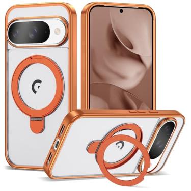 Imagem de VIJISEA Capa compatível com Pixel 9/9 Pro com suporte de anel magnético, [compatível com Mag-Safe], capa protetora à prova de choque para Google Pixel 9/9 Pro de 6,3 polegadas para mulheres e homens