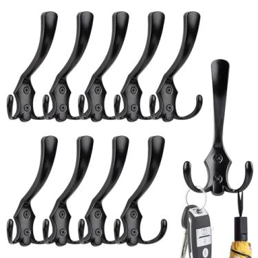 Imagem de Ganchos para parede - Organizador moderno de chapéu preto | com 20 parafusos cabide de parede - para chapéu, cachecol, , mochila, toalha, guarda-chuva, guirlanda