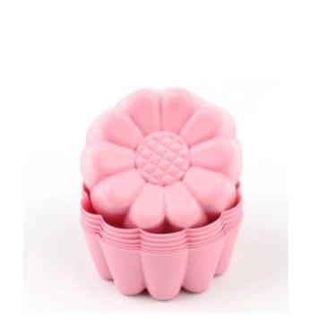 Imagem de Conjunto de 12 Forminhas Molde De Flor silicone - Medidas 5x3x2cm - Silicone Utensilio De Cozinha Para Mini Bolos