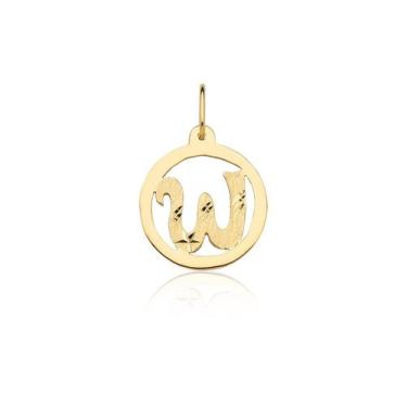 Imagem de Pingente Medalha Letra W Ouro 18k Puro - MAEHLER Arte Em Joias, Dourad