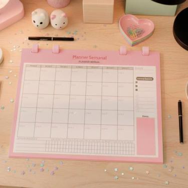 Imagem de Caderno agenda planner mensal semanal organização vida estudante traba