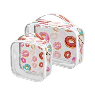 Imagem de xigua Bolsa de maquiagem colorida donuts para mulheres, bolsa de cosméticos de viagem, bolsa de higiene portátil à prova d'água para viagens, férias, organização de banheiro