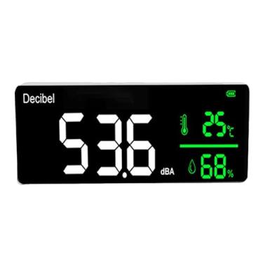 Imagem de Diydeg Medidor de Decibéis, 30-130dB Medidor de Nível de Som Pendurado na Parede de 11 Polegadas Com Display LED, Ruído, Temperatura, Umidade, Monitor de Tempo para Sala de Aula