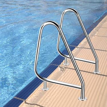 Imagem de KIDYBO Trilhos de piscina, deck de água à prova de ferrugem, trilho de mão de montagem fácil, corrimãos de segurança de piscina de 90 x 56 cm × 31 cm para entrada de piscina no solo