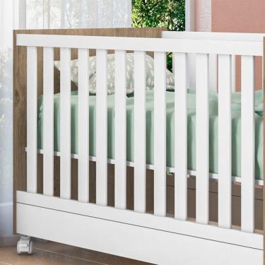 Imagem de Kit Berço Mini Cama E Cômoda Infantil Adj DeRústico/Branco