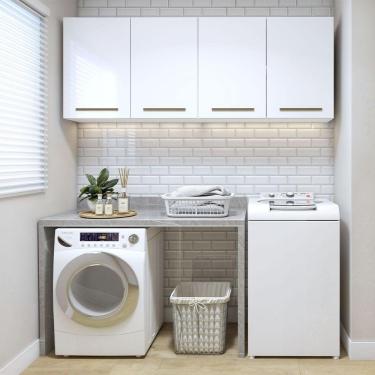 Imagem de Lavanderia Modulada Guarapari 2 Armários Aéreos Kaiki Móveis Branco