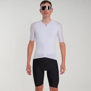 Imagem de Macaquinho Ciclismo Masculino Frente Aberta Skinsuit Branco | Marcio May Sports