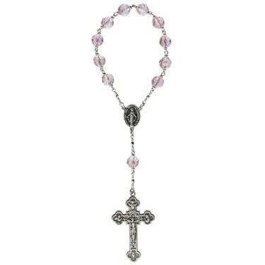 Imagem de Sine Cera Rosário católico de 1 década, crucifixo banhado a ródio e medalha milagrosa para homens e mulheres, Small, Cristal, Sem Pedra Preciosa
