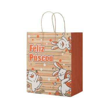 Imagem de Sacola kraft pascoa bunny m 17,5x8,5x21,5cm com 50 un. - Tamarozzi